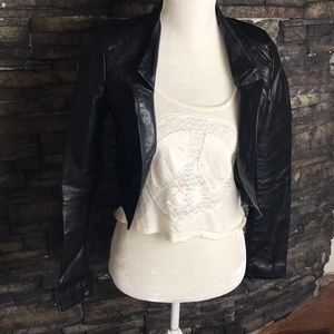 Short faux leather moto type jacket